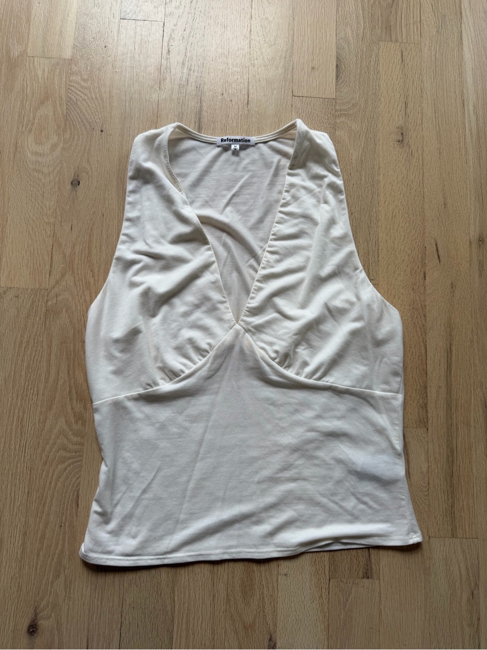 Reformation Ivory Deep V Sleeveless Camisole
